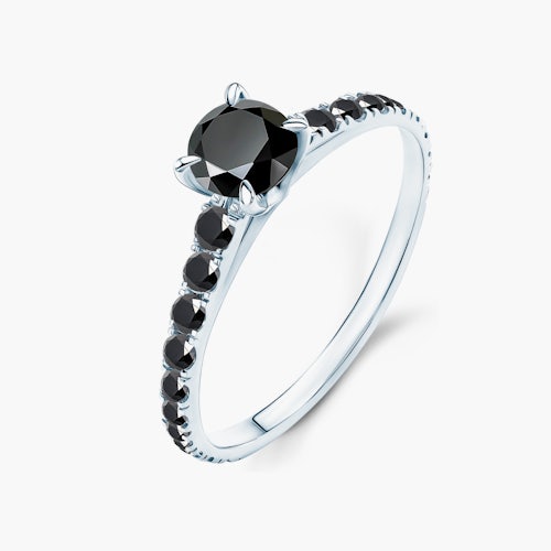 Pierścionek zaręczynowy Share Your Love: białe złoto, czarny diament